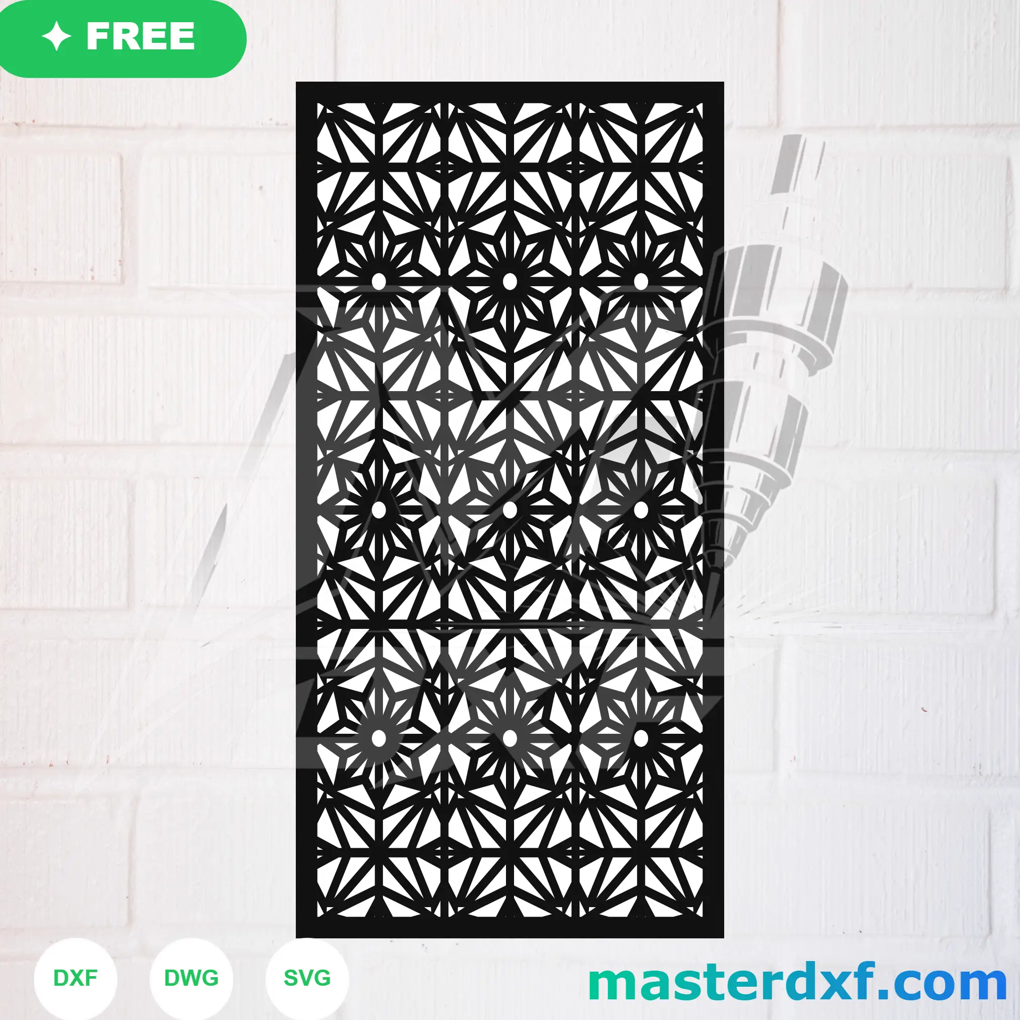 Islamic Geometric Star Lattice Privacy Screen Vector for CNC DXF File
